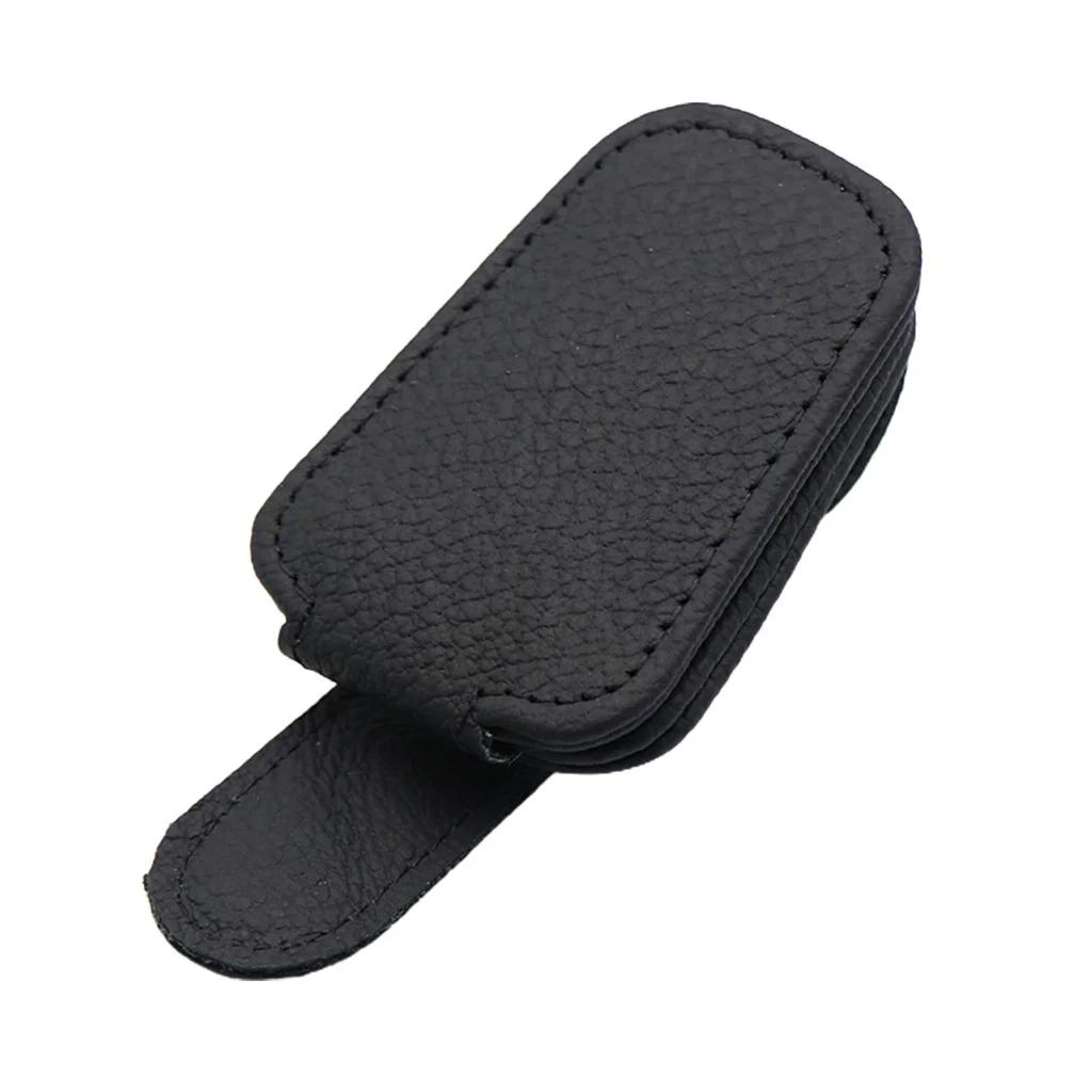 Car Sunglasses Holder Glasses Case Magnetic Mount Ticket Card Sun Visor Sunglasses Clip Leather Eyeglasses Clip Car Accessories