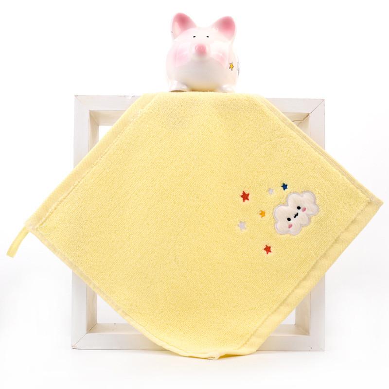 1 pièce 25x25cm Carré Petite Serviette Dessin Animé Brodé Nuage Coton Bébé Enfants Visage Lavette Absorbante Douce