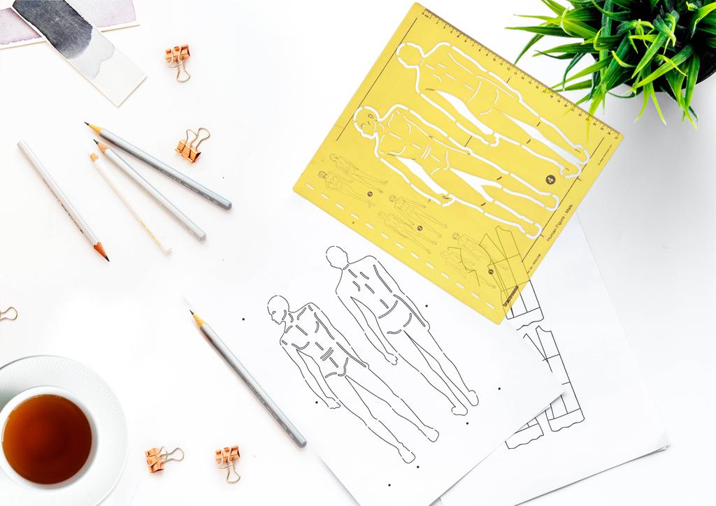 Traceease Male Human Figure Template Stencils Fashion Designer s Drafting Tools, Male Human Figure