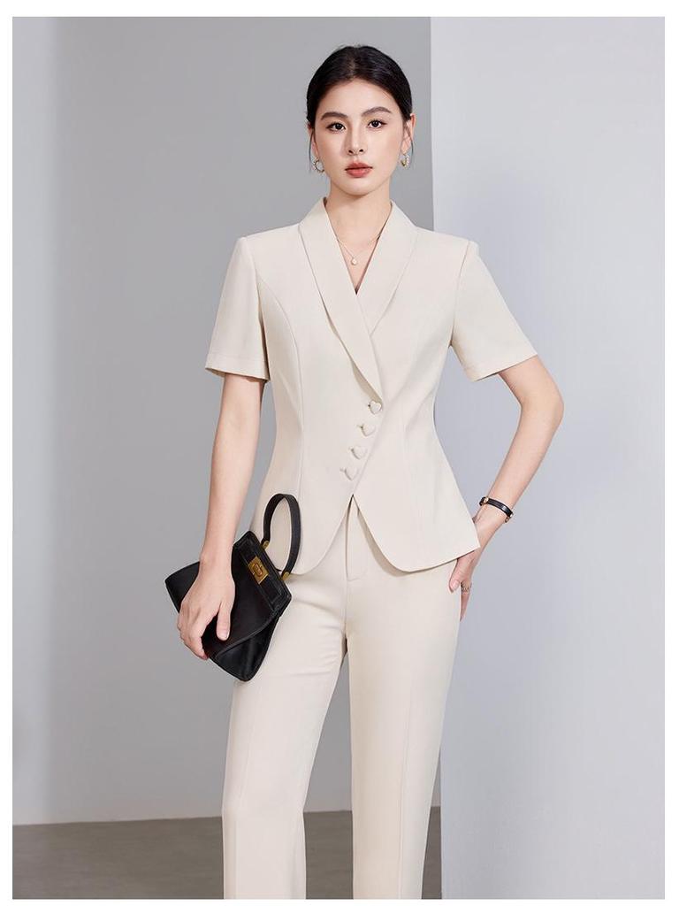Elegant Women's Summer Suit: Professional Two-Piece Skirt Set for Salon Work