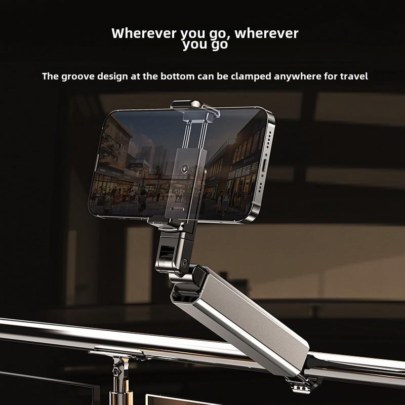 Portable Aluminum Alloy Phone Holder for Travel and Home – Foldable, Rotatable, and Telescopic Design for Airplane and High-Speed Rail Use.