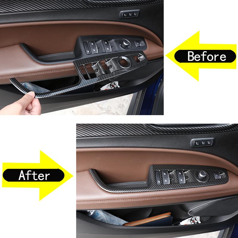 Butoane de comutare de ridicare a geamurilor din fibră de carbon ABS din fibră de mașină Garnitură de acoperire pentru cadru pentru Alfa Romeo Stelvio 2017-