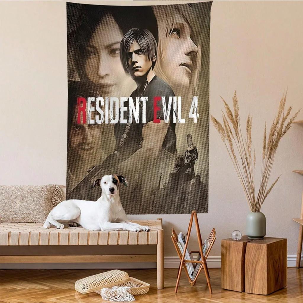 1Pc Leon Kennedy Tapestry, Leon Ada Ashley Wall Hanging, Cool Room Stuff, Polyester 2D Print, Bedroom Stuff, Game Fan Room Decor
