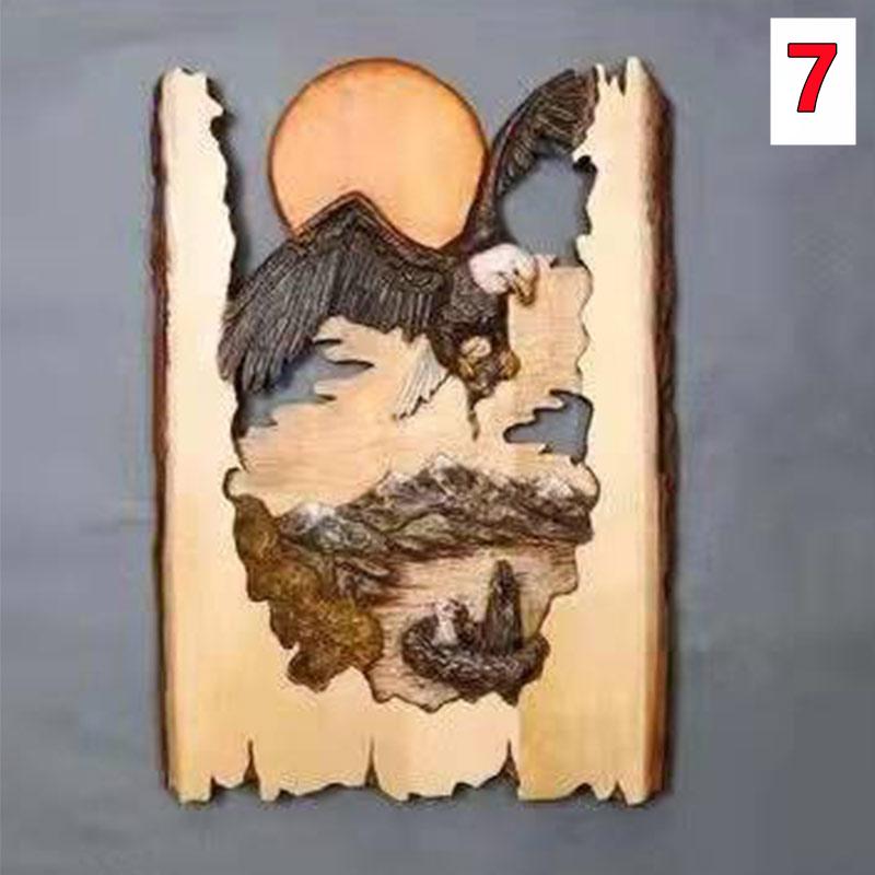 New Flat Animal Handcraft Wall Hanging Sculpture Wooden Raccoon Bear Deer Wolf Fox Hand Painted Decoration for Home Living Room