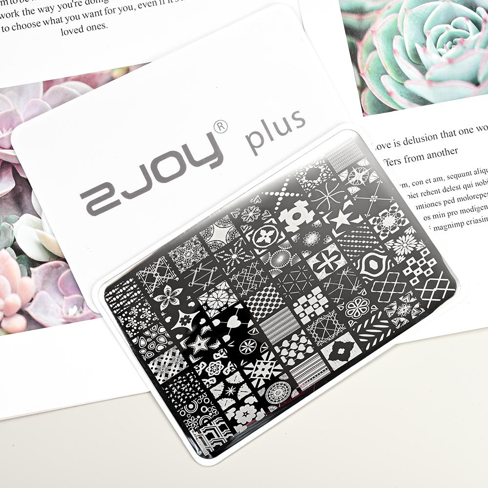 Destičky na ražení nehtů Zimní linky svetru s pruhovaným vzorem Šablony na nehty DIY geometrický kostkovaný design nehtová deska Obrázek Decoratio