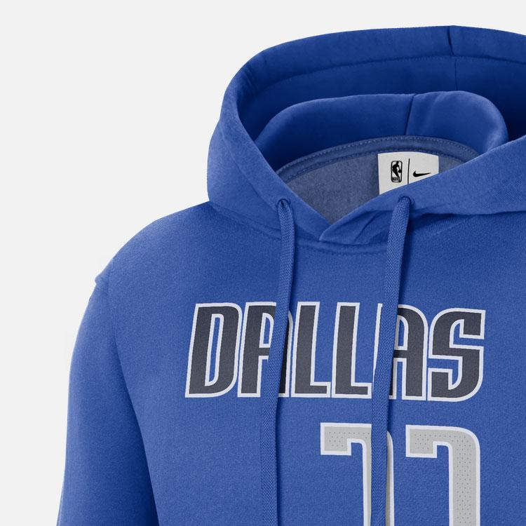 Nike NBA Dallas Mavericks Luca Doncic Essential Fleece Pullover Hoodie Blue Men Streetwear DB1210-481