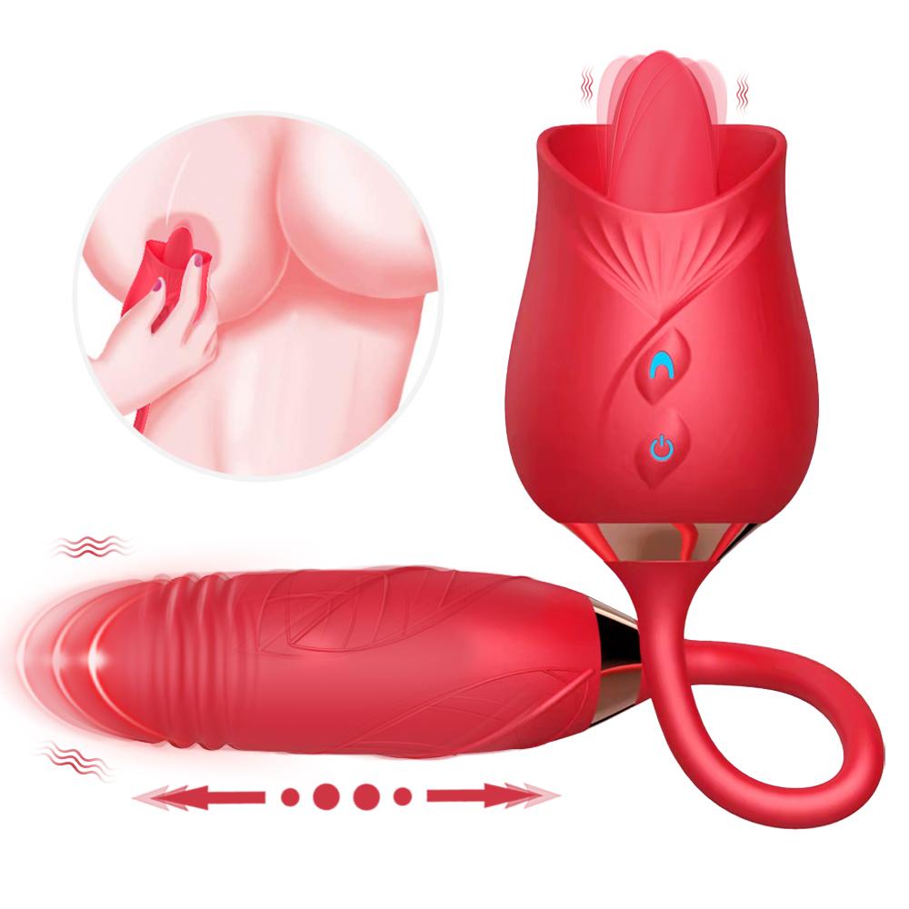 Licking Vibrator For Women Clitoral Nipple Stimulator Penetration Thrusting Dildo Sex Toy For Female Masturbation Sexy Adult