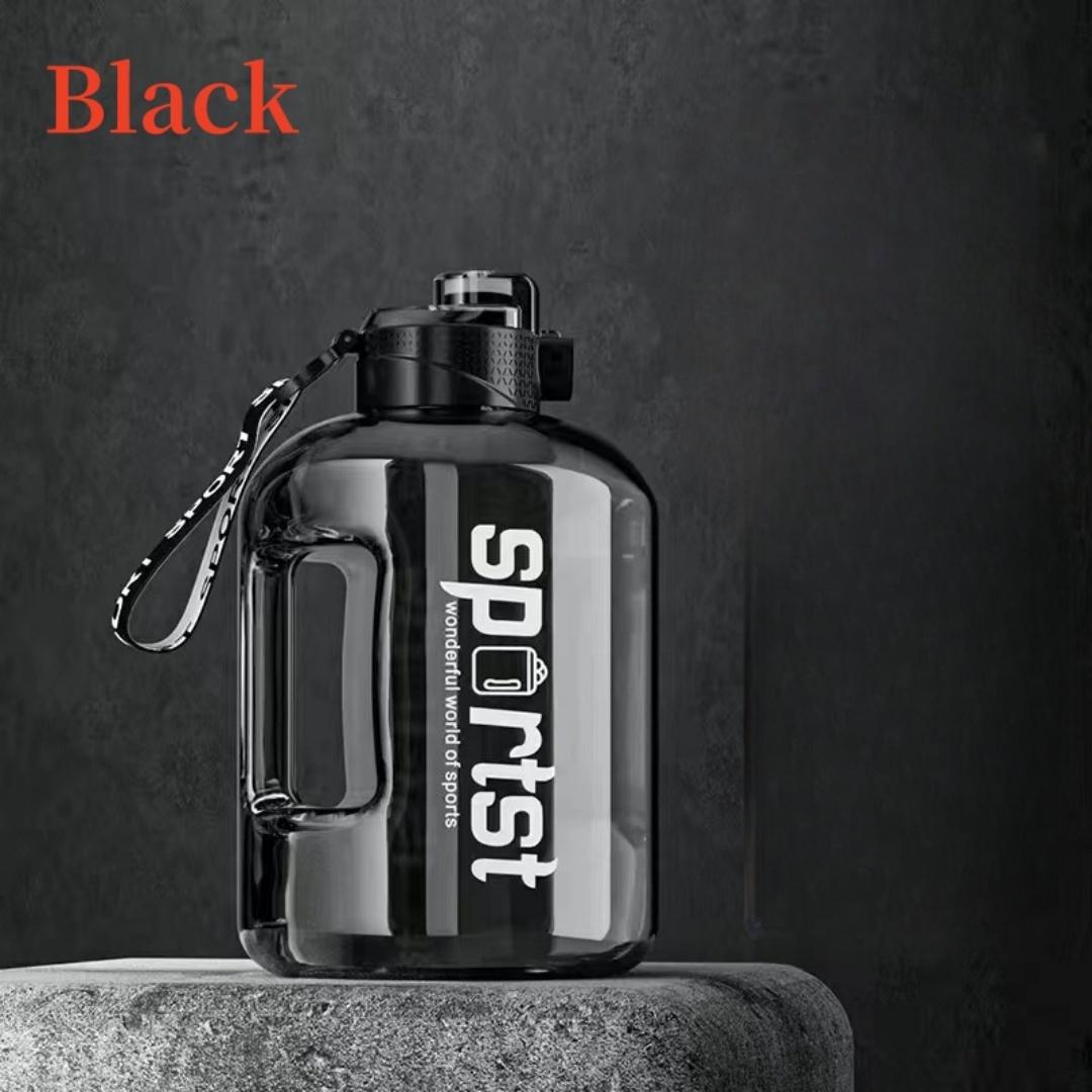

2.7 /1.7L Sports Water Bottle Straw Plastic Anti Drop Large Capacity Portable Ton Bucket Male Female Students in Fitness Kettle 1.7L чорний
