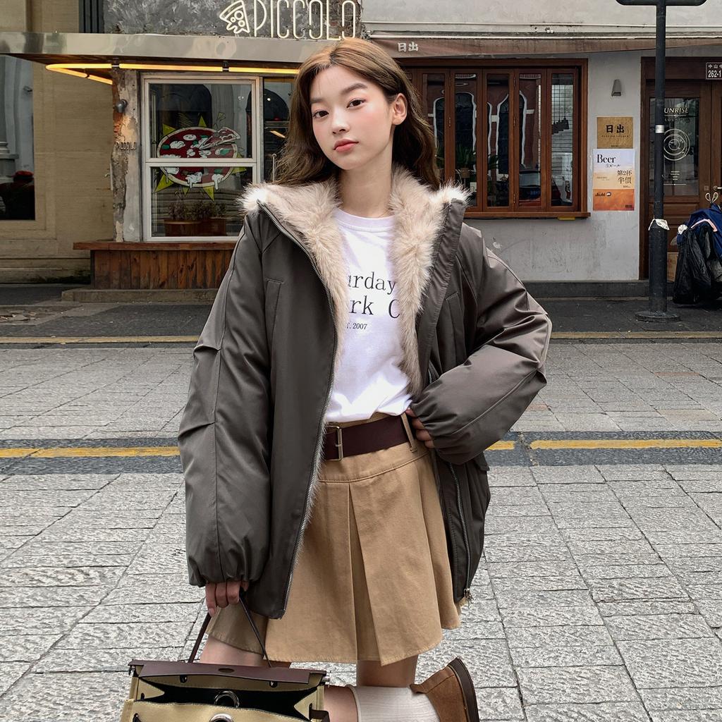 Winter new women's down cotton clothes fur collar hooded cotton clothes cotton clothes women's warm pie overcome coat