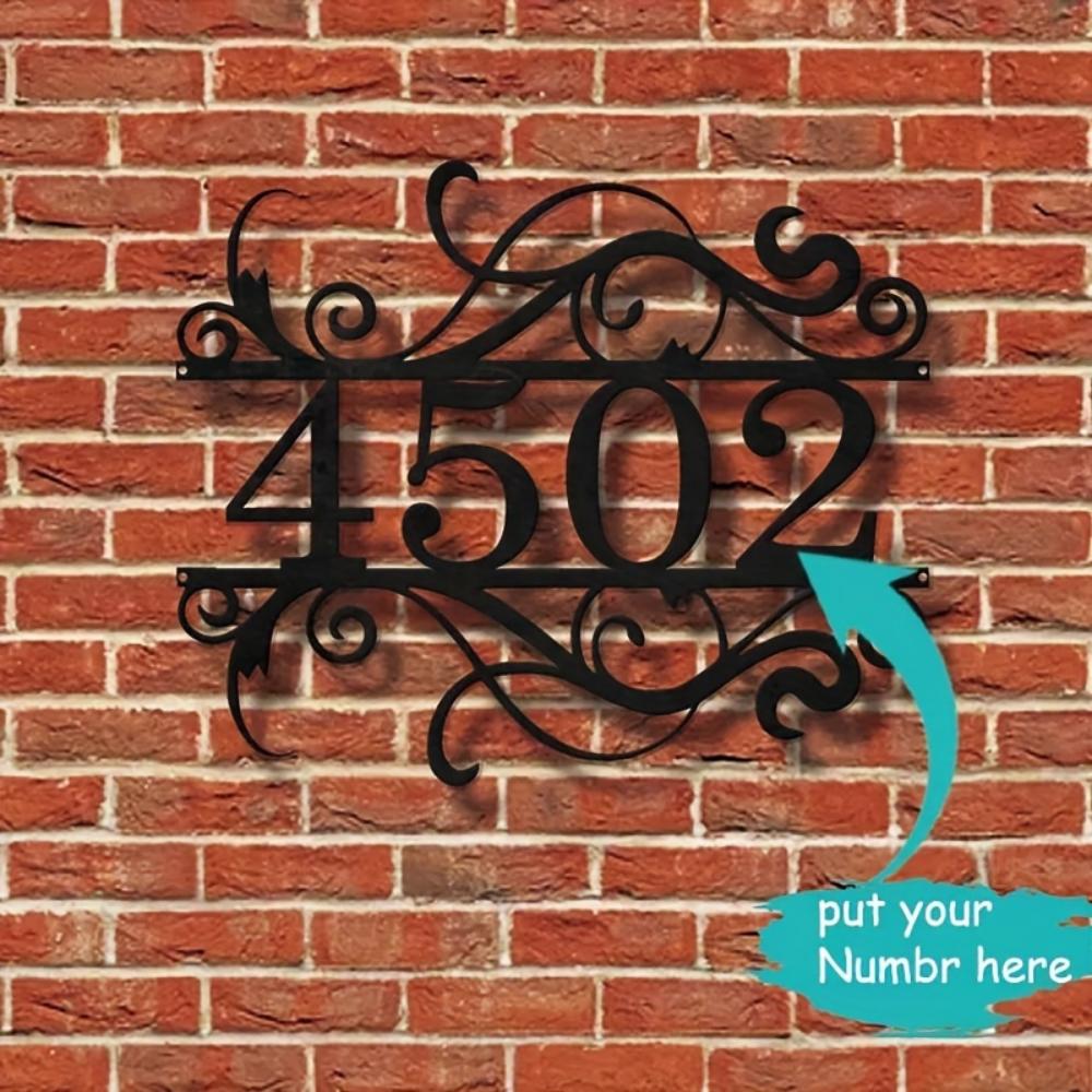 Unique Custom Bohemian Metal Address Plaque Personalized Name Number Durable Iron Front Door Outdoor Sign