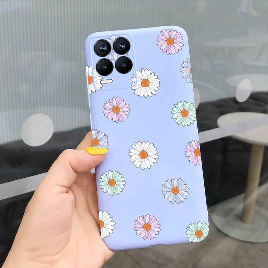 For Realme 8 Case Lavender Sunflower Silicone Back Cover For Realme 8 Pro 8i Realme8 4G RMX3085 Soft TPU Phone Case Luxury Coque