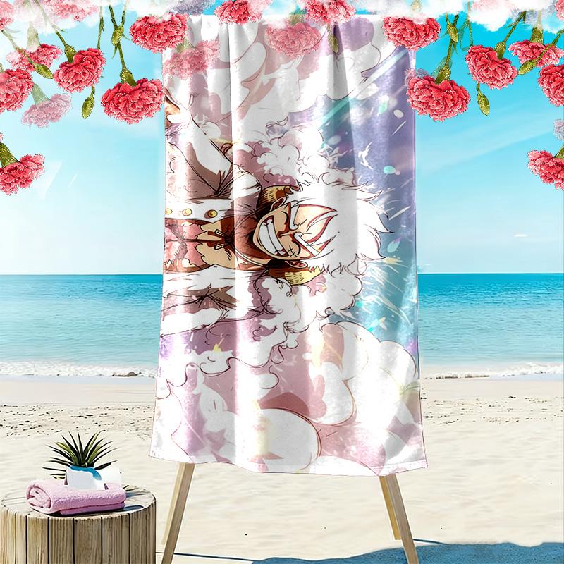 One Piece Anime Epic Illustration Print Beach Towel, Large Soft Quick Dry Towel for Beach Camping Swimming