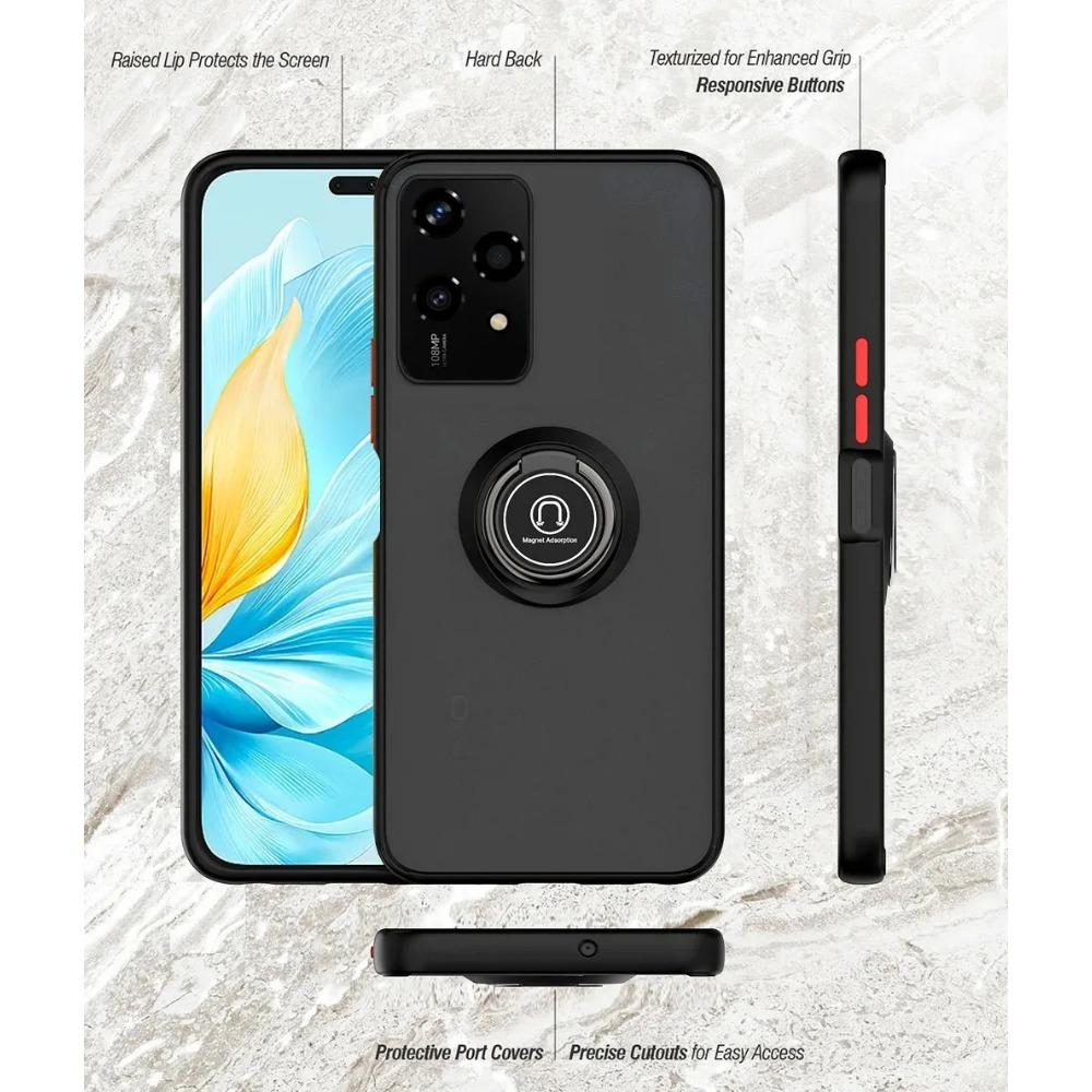 Custodia opaca armatura per Honor 200 Lite Cover Anello Supporto magnetico Supporto Antiurto Testurizzato Flessibile Business Protezione completa