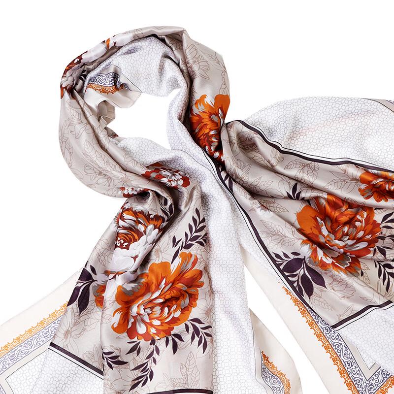 A-S029 Floral Satin Langer Schal