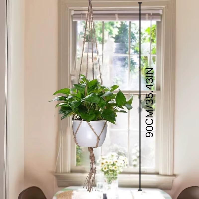 10/20 stk Naturlig Jute Plantekurvliners 90cm Vintage Snor Plante Hængende Kurv Håndlavet Stribet Blomsterpotte Stand Indendørs/Udendørs