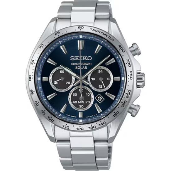 SEIKO SBPY183 Solar Chronograph Navy Dial 10 ATM Water-Resistant Watch Men's