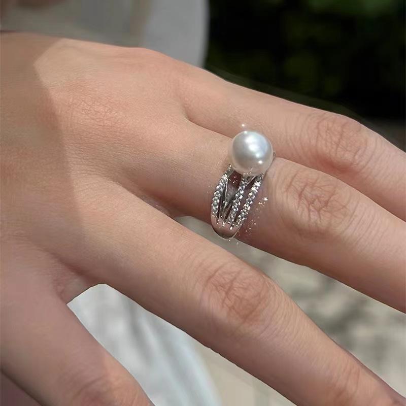 Lett Luksus High-End Perlering, Kvinners Enkel Pekefingerring, Utsøkt Justerbar Ring Temperamentsmykker