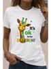 Women's Summer Round-Neck Casual T-Shirt: Artistic Short-Sleeve T-Shirt with Abstract Line Dog Print Minimalist Streetwear Top
