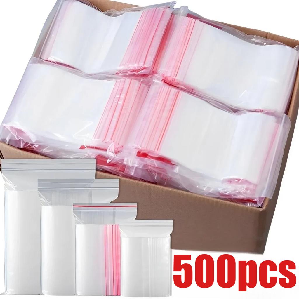 500 Stück Verdickte PE-Reißverschlussbeutel selbstverschließend, Transparent und wiederverwendbare Kleinverpackung, Schmuckaufbewahrungsbeutel, Geschenkverpackungsbeutel