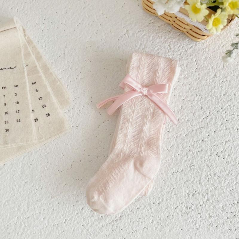 Girls Bow Pantyhose For Baby Sweet Style Princess Socks Thin Mesh Bottom Pantyhose For Girls Breathable Cute Summer
