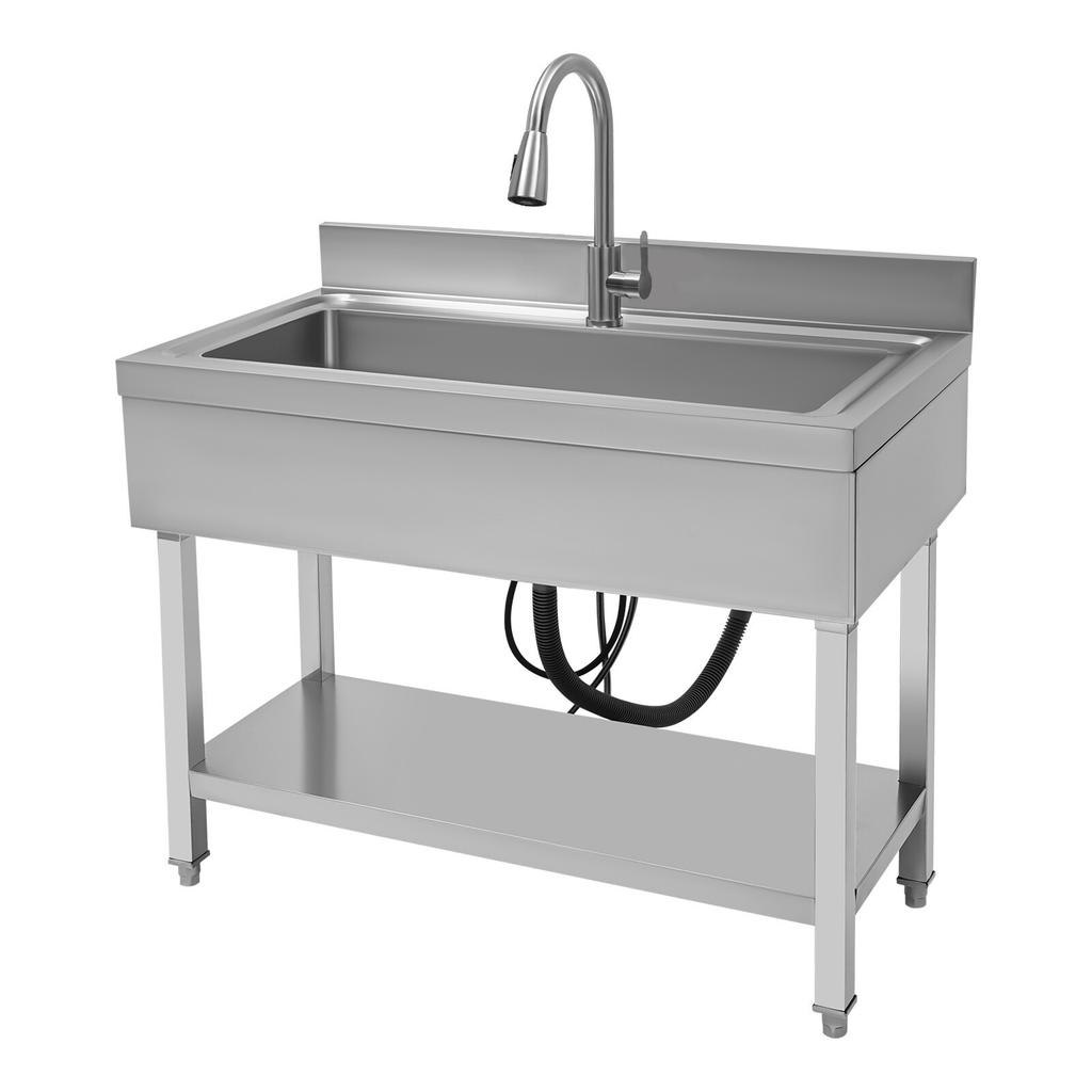 201 Stainless Steel Utility Sink Single Bowl 13Gal Capacity Anti-Splash Sound Absorbing with Faucet for Home Restaurant