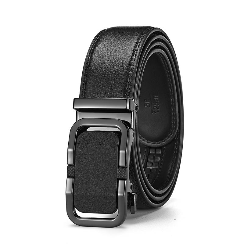 Men's High-End Genuine Leather Automatic Buckle Belt for Casual Trousers