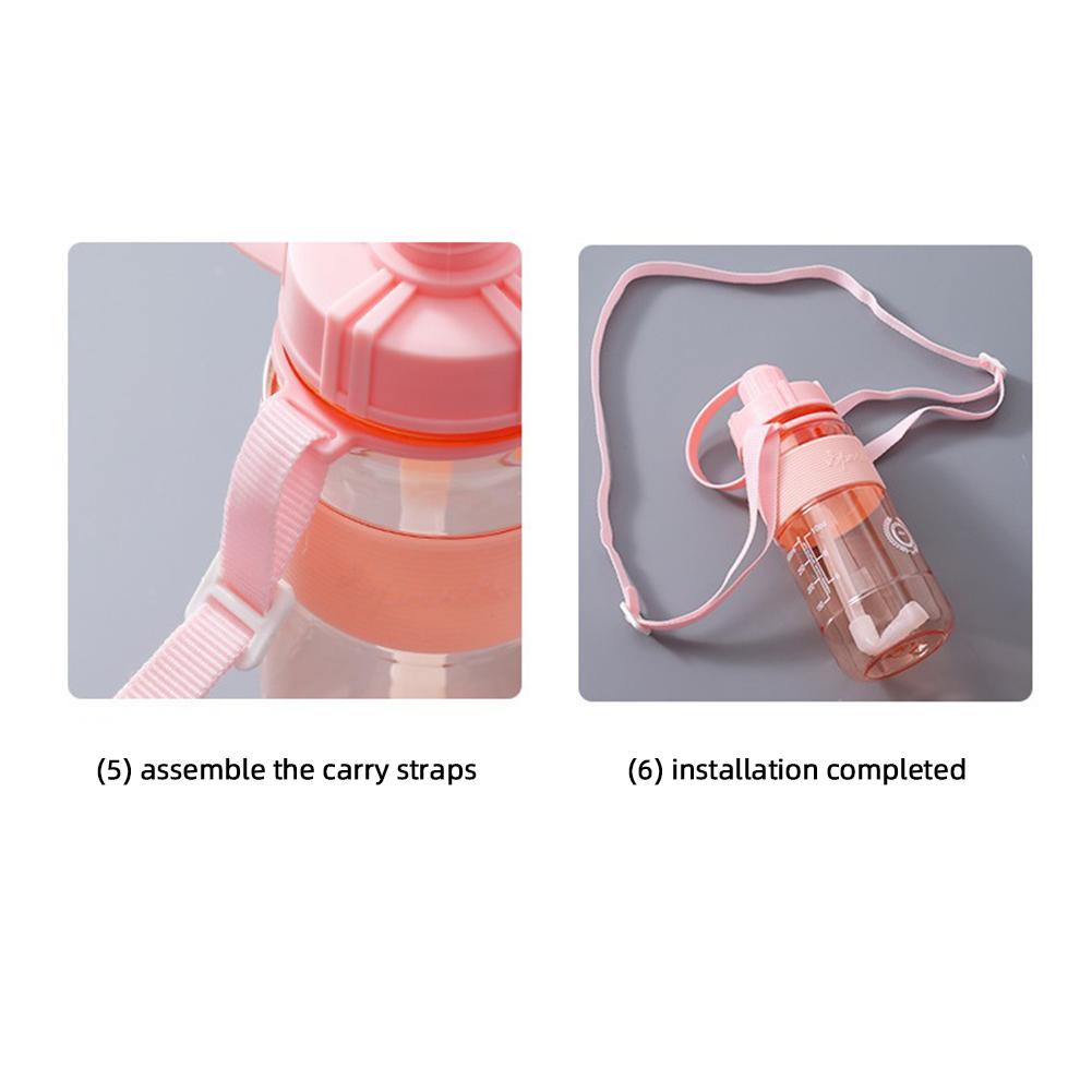 Bärbar Vattenkopp 1000ml Stor Kapacitet Sportmuggar Med Sugrör Vattenflaska Med Skala För Fitness Gymmet Camping