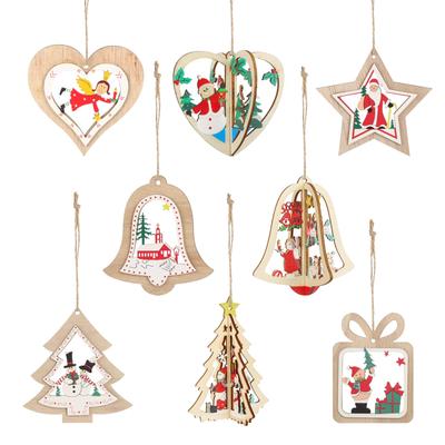 CINECE Ozdoba choinkowa drewniana 8 sztuk Nordic 3D 3D Pasek na ścianę wiszący na wejście do wnętrza płatek śniegu (Nowy model 3D)