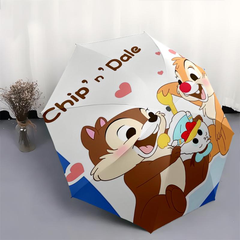 1pc Chip,Dale Automatic Folding Umbrella: Compact 8 Bone Design Cartoon Outdoor Travel Companion, Business Umbrella, Christmas Valentine's D