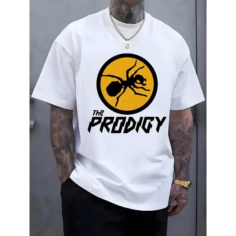 

Comfortable Short-Sleeved T-Shirt for Summer with a Featuring a Prodigy Ant Print, Designed for Plus-Size Men, Plus Size S белый