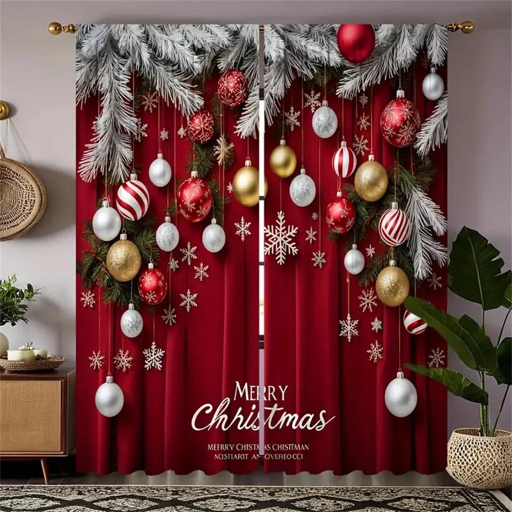 

3DРождественские шторы 3D Снеговик Снежная сцена Печать Красные панели для спальни Праздничный декор 2 панели Рождественские шторы на окна 70W165H(CM)X2PCS&HooK