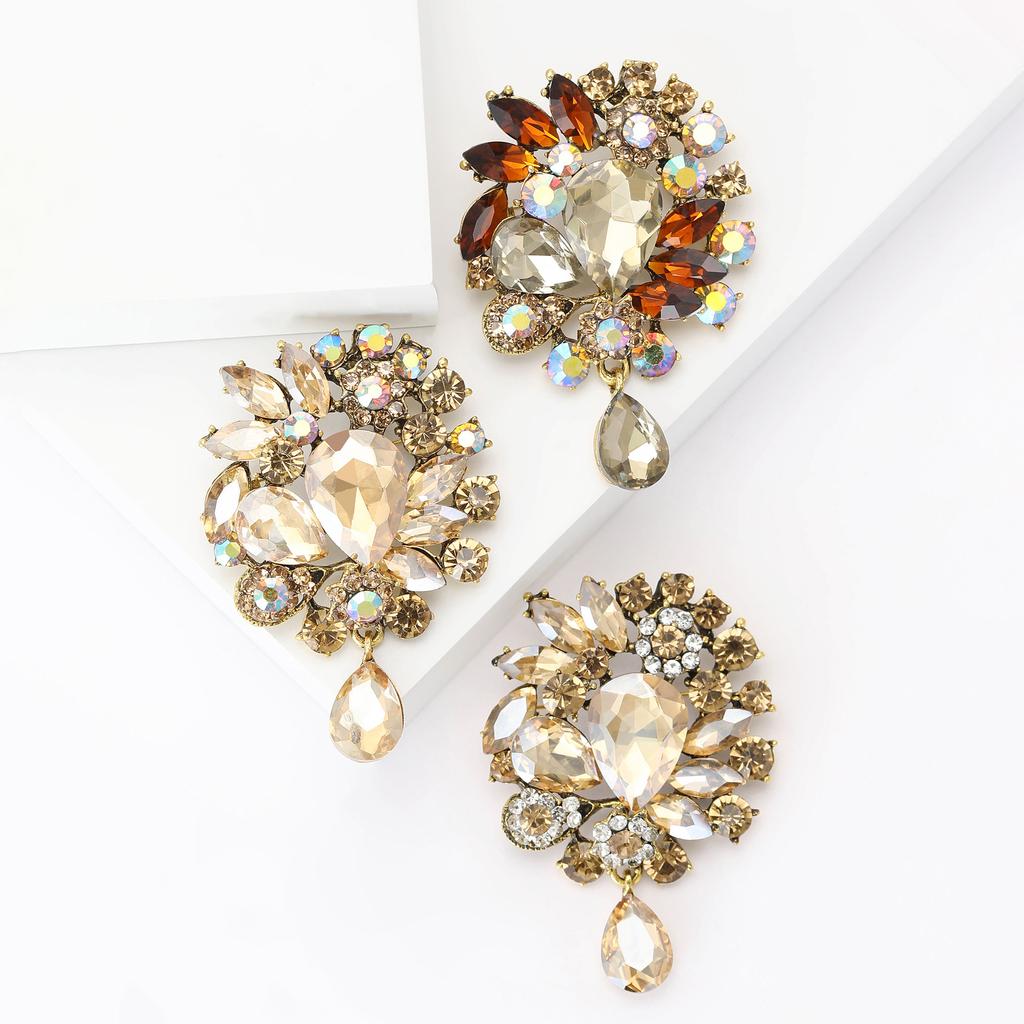 Fashion Creative Alloy Rhinestone Pendant Brooch Temperament Elegant Women'S Clothing Corsage Jewelry Pin