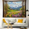 Luxuriöser Blumenwiesen-Berglandschaft Wandteppich Wandbehang Kunst Druck Cottagecore Rustikale Heimdekoration Dekoration