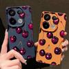 Retro Oil Painting Style Cherry Pattern Case For Xiaomi 14T 13T 11T Pro Funda Redmi Note 14 13 Pro 5G 12 11 Leather Texture Silicone Cover