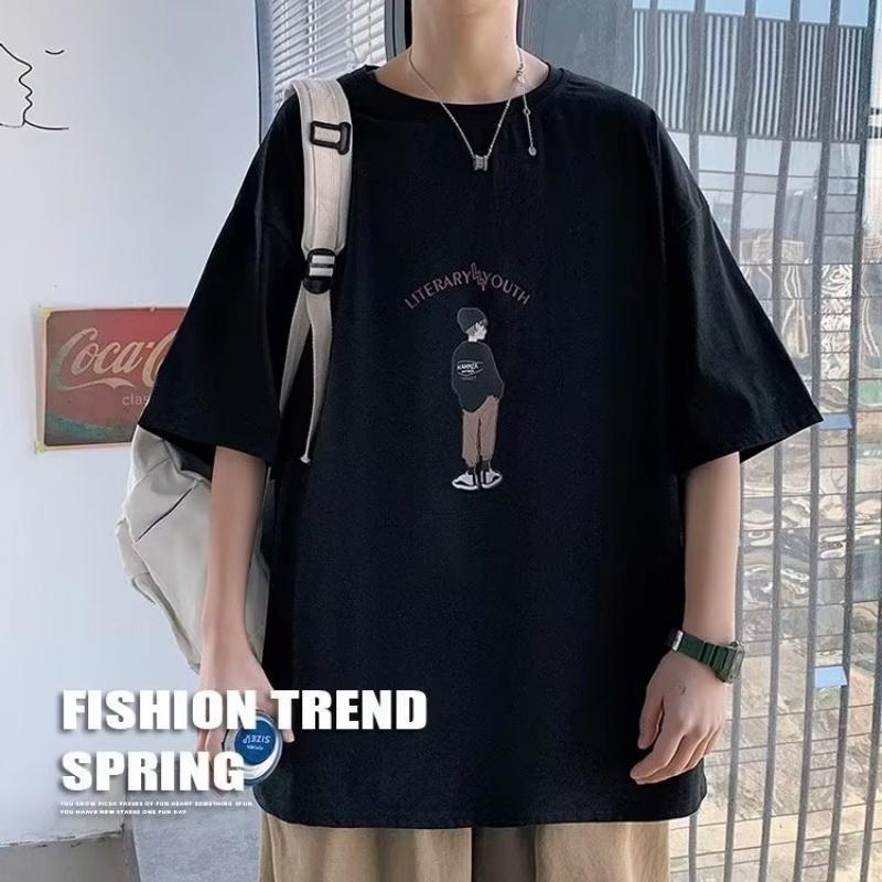 Tricouri cu mânecă scurtă pentru bărbați Tricouri cu jumătate de mânecă cu imprimeu grafic cu litere Pulover Tricou casual Bărbați casual coreean cu gât rotund Topuri retro Pentru