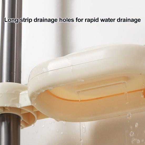 Double Layer Soap Dish with Drain Holes Wall Mounted Soap Holder Suction Cup Self Draining Soap Case for Shower Bathroom Kitchen Sink