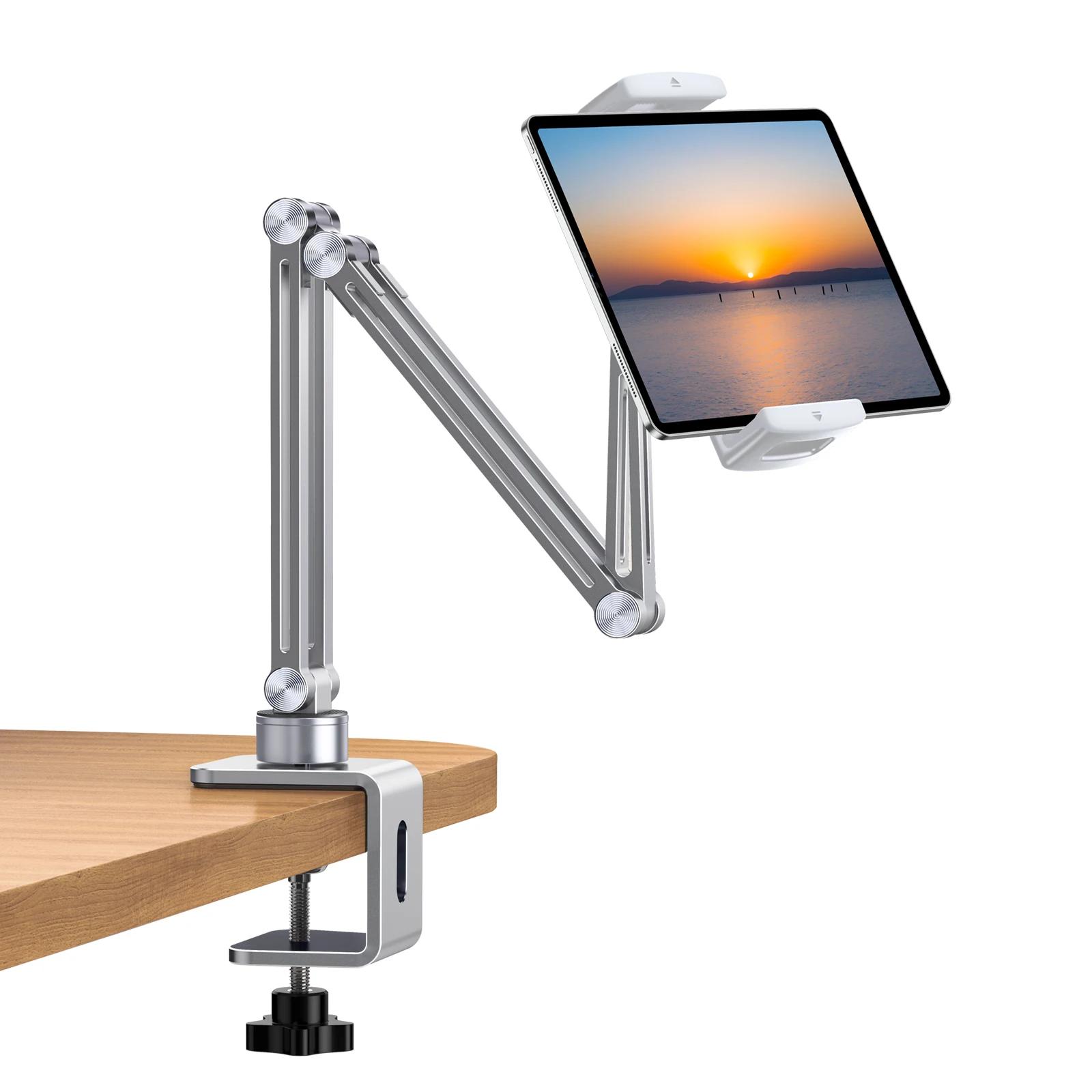 

Oatsbasf Metal Phone Tablet Stand Overhead Lazy Bracket for Bed Desk Clip Holder for 4-12.9 Devices Flexible Arm Desktop Mount серебряный