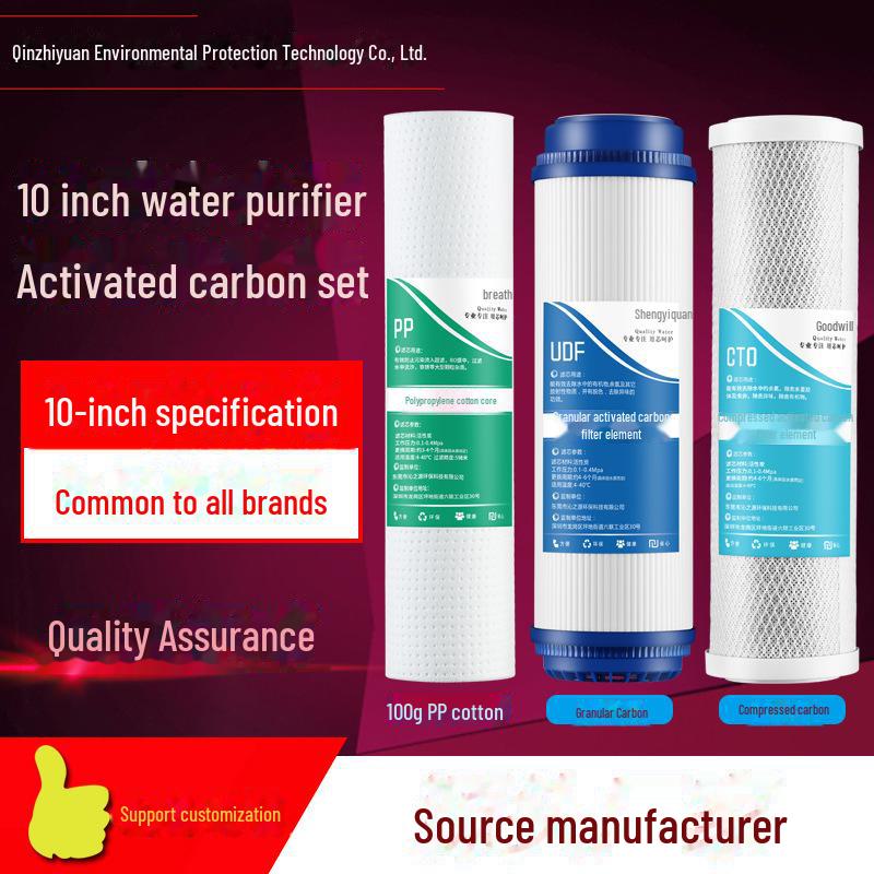 

Universal 10-Inch Water Purifier Filter: 3-Stage PP Cotton, UDF Granular Carbon, CTO Compressed Activated Carbon for Home