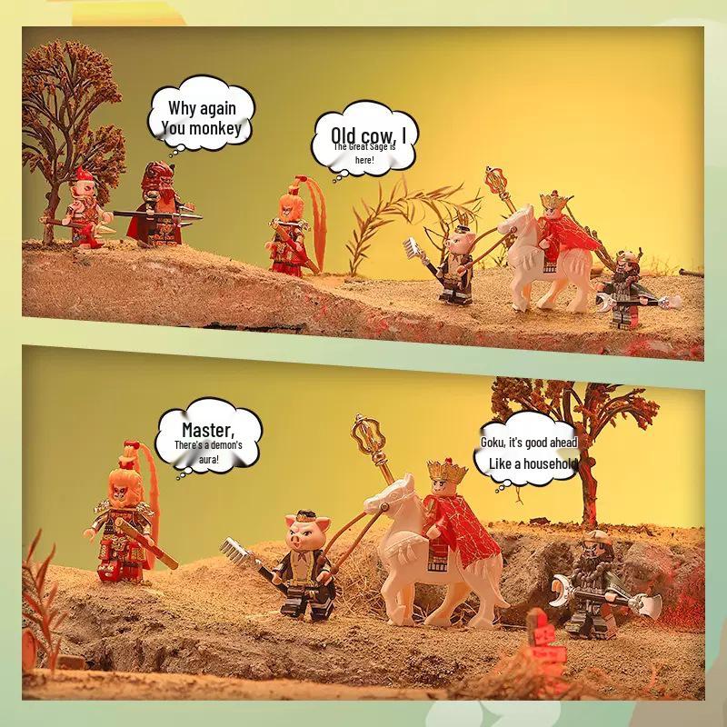 Diku Blocks: Journey to the West Minifigures - Sun Wukong & Zhu Bajie Educational Toy