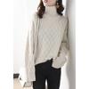 Women Casual Chic Loose Cashmere Sweater Autumn Winter Oversize Thick Long Sleeve Turtleneck Warm Knit Pullovers