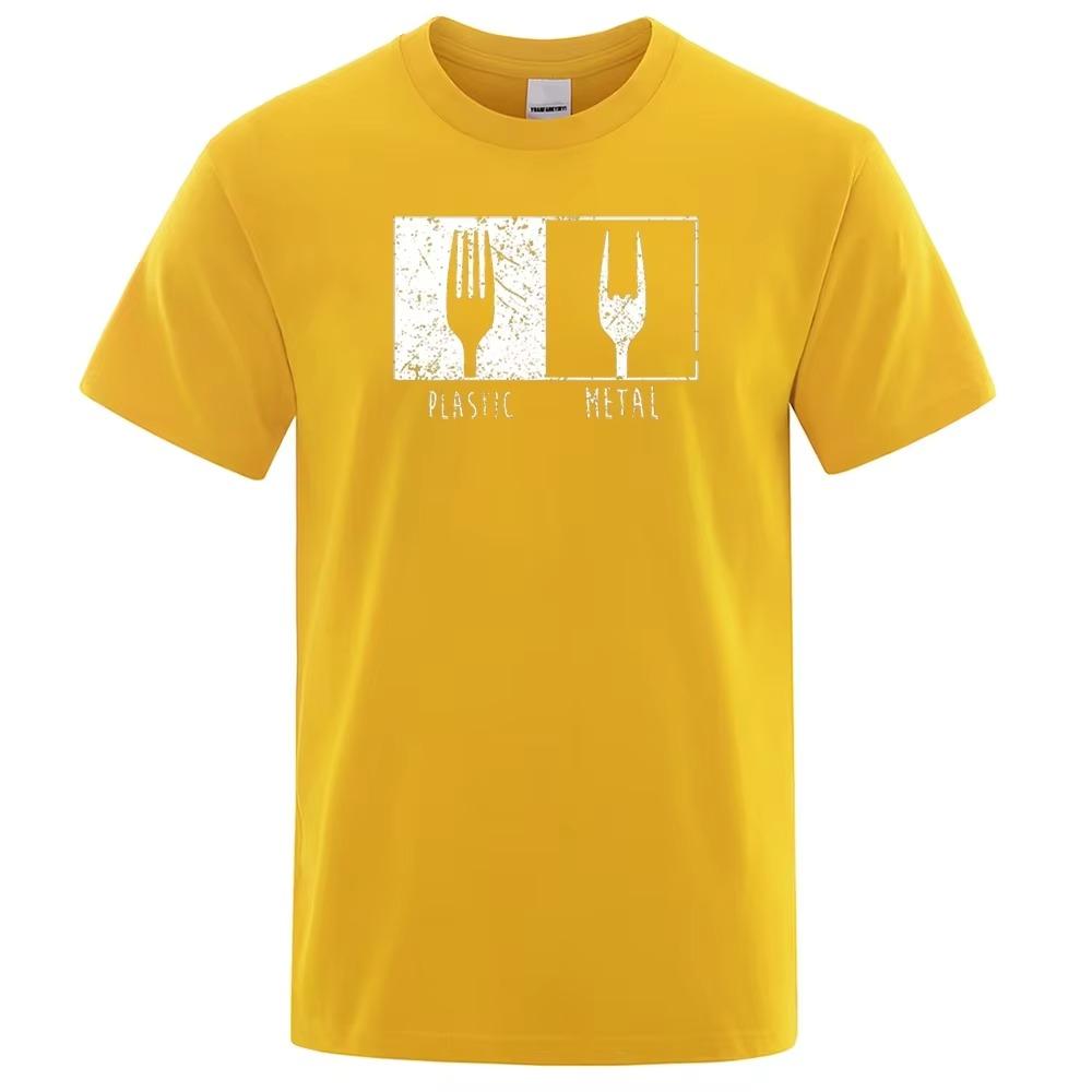 Μοτίβο Καθημερινών Αντικειμένων Μεταλλικό Πλαστικό Πιρούνι Μπλουζάκι Βαμβακερό Κοντομάνικο Ανδρικά Μπλουζάκια Punk Hip Hop T-Shirts Vintage Streetwear