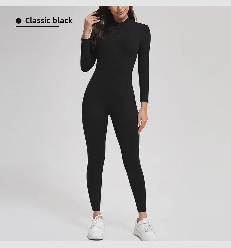 High-Intensity Outdoor Yoga Jumpsuit with Zipper and Velvet for Warmth