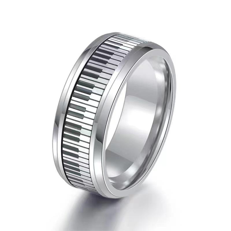 Silver Electronic Keyboard Fashionable Men's Ring