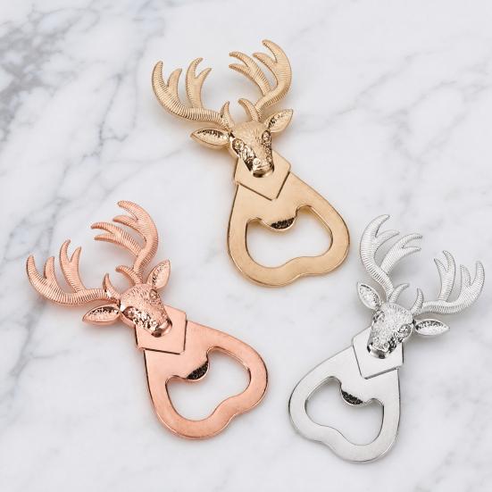 Hirschkopf Flaschenöffner, Kreativer Bieröffner mit Wortspiel "One Deer You" Bedeutung, Zinklegierung Hochzeitsmitgebsel Geschenk für Trauzeugen