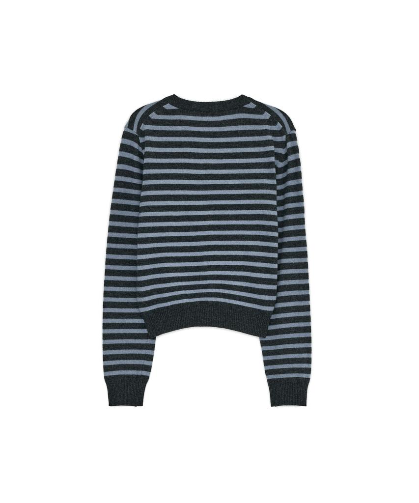 SUNBURNPROJECT Cashmere Stripe Round Cardigan, Charcoal