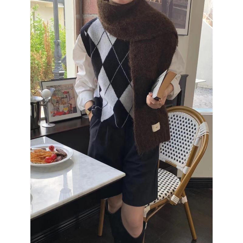 Wind Containing Wool Purple Scarf Girls Autumn and Winter White Wool Warm Thickened Student Scarf