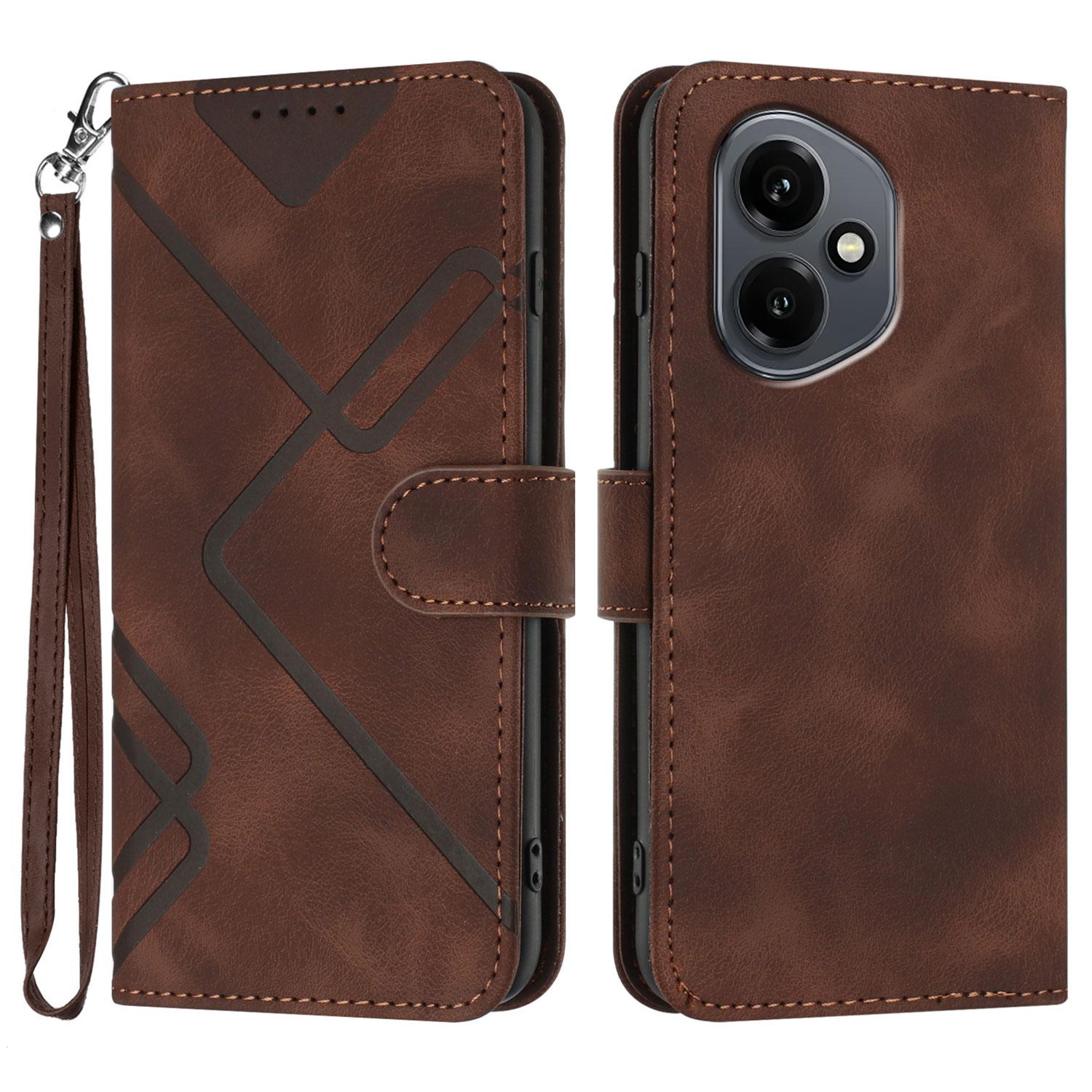 

Для Honor 400 5G (Глобальний) Чохол-гаманець з лінійним тисненням, з PU шкіри, чохол для телефону зі шнурком F