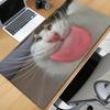 Large Gaming Mouse Pad Funny Cat Spits Tongue Desk Mat Nonslip Rubber Base Stitched Edge Keyboard PC Tablet for Office Decor