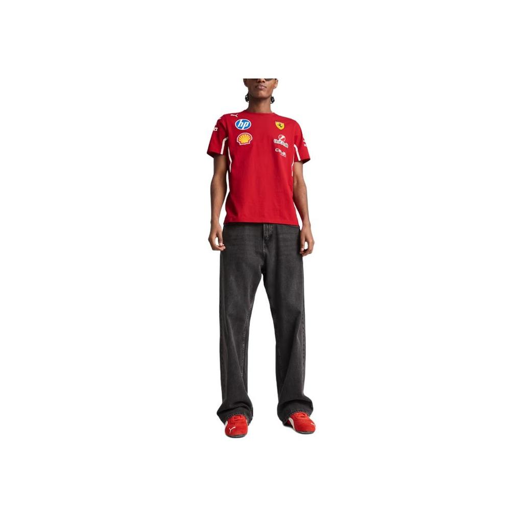 Puma X Ferrari Collaboration Scuderia Team HP 2025 Copy Series Comfortable Crew Neck Pullover Short Sleeve T-Shirt Men T-Shirts Deep-Cherry 76394501