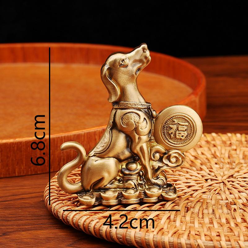 

Chinese Feng Shui Ornament Fortune Dog Figure Home Decor Sitting on The Ground Fortune Dog Yuanbao Fortune Dog Crafts